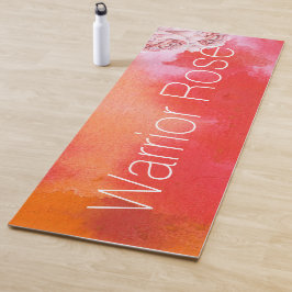 Red Warrior Pose Mountain Pose Waterverf Abstract Yogamat