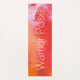 Red Warrior Pose Mountain Pose Waterverf Abstract Yogamat
