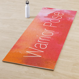 Red Warrior Pose Mountain Pose Waterverf Abstract Yogamat