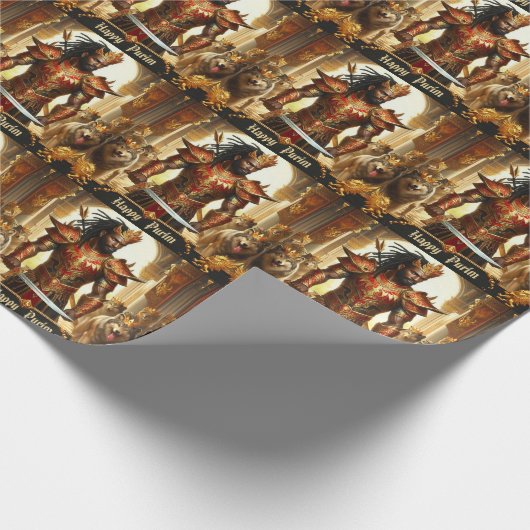 Red Warrior Purim Wrapping Paper Cadeaupapier (Hoek)