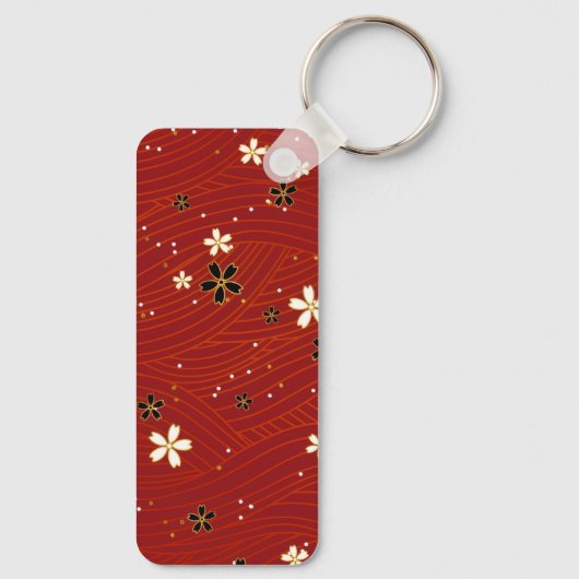 Red Washi Paper Aluminum Rectangle Keychain (Achterkant)