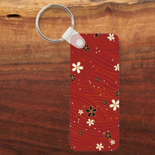 Red Washi Paper Aluminum Rectangle Keychain (Voorkant)