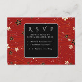 Red Washi Paper RSVP-kaart Informatiekaartje (Voorkant)