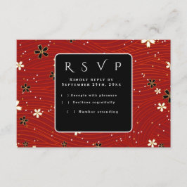 Red Washi Paper RSVP-kaart Informatiekaartje