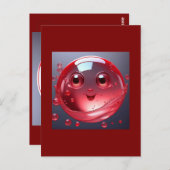 Red Water Bubble Emoji Briefkaart (Voorkant / Achterkant)