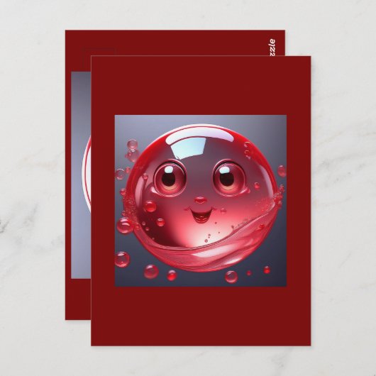 Red Water Bubble Emoji Briefkaart (Voorkant / Achterkant)