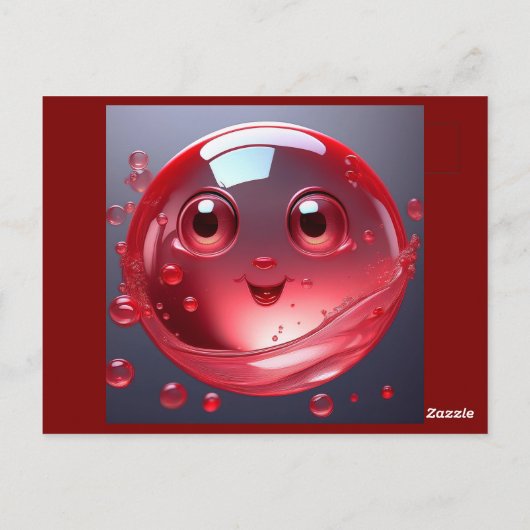 Red Water Bubble Emoji Briefkaart (Achterkant)