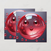 Red Water Bubble Emoji Kaart (Voorkant / Achterkant)