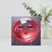 Red Water Bubble Emoji Kaart (Staand voorkant)