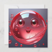 Red Water Bubble Emoji Kaart (Achterkant)