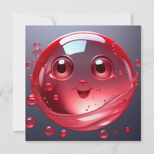 Red Water Bubble Emoji Kaart (Voorkant)