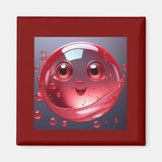 Red Water Bubble Emoji Magneet (Voorkant)