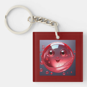 Red Water Bubble Emoji Sleutelhanger