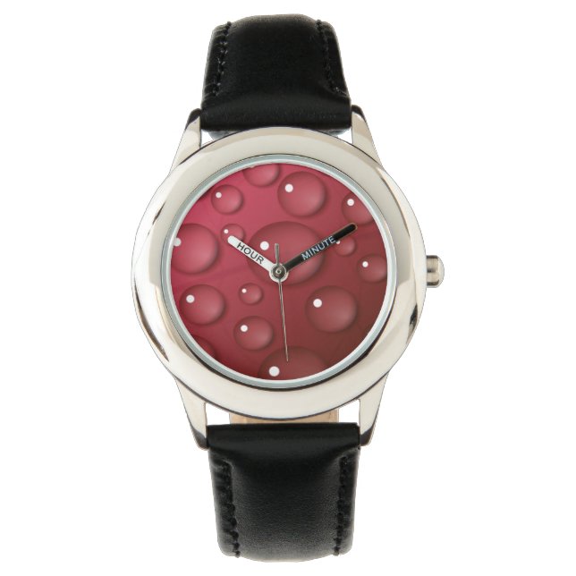 Red Water Drop Patroon Horloge (Voorkant)