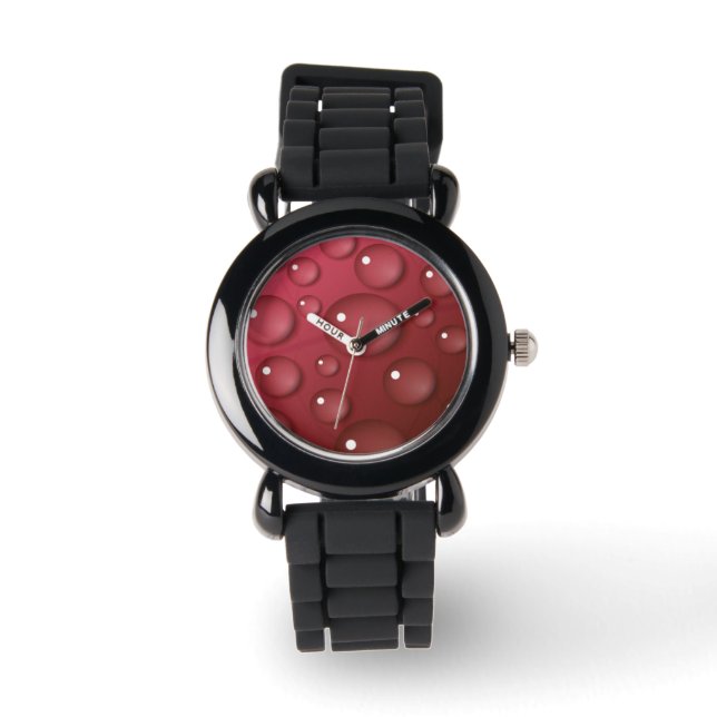 Red Water Drop Patroon Horloge (Voorkant)