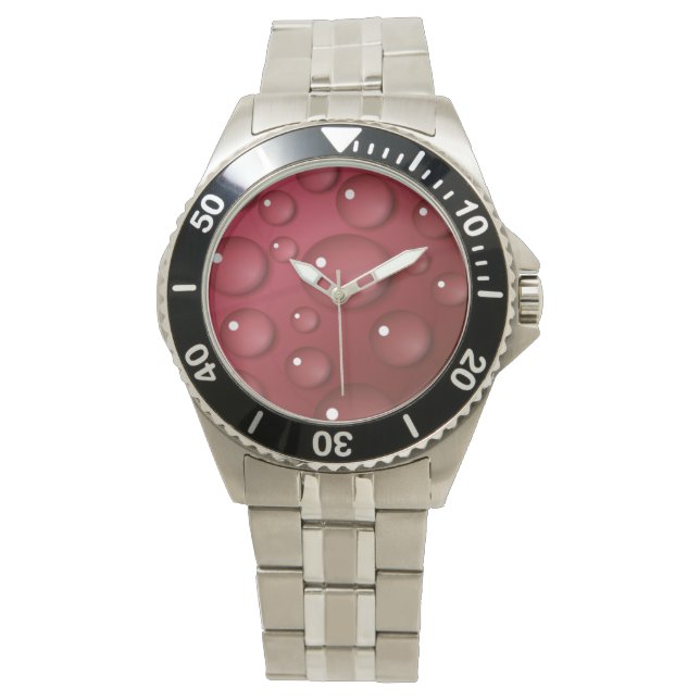 Red Water Drop Patroon Horloge (Voorkant)