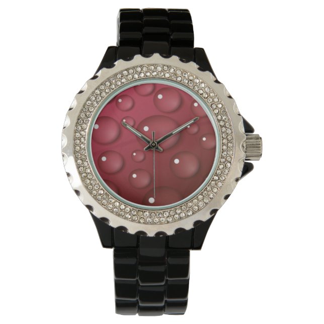 Red Water Drop Patroon Horloge (Voorkant)