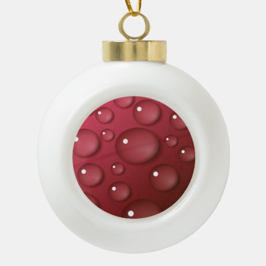 Red Water Drop Patroon Keramische Bal Ornament (Voorkant)