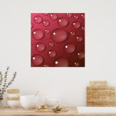 Red Water Drop Patroon Poster (Keuken)