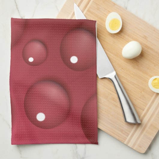 Red Water Drop Patroon Theedoek (Quarter Fold)