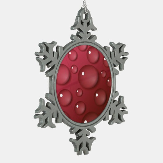Red Water Drop Patroon Tin Sneeuwvlok Ornament (Links)