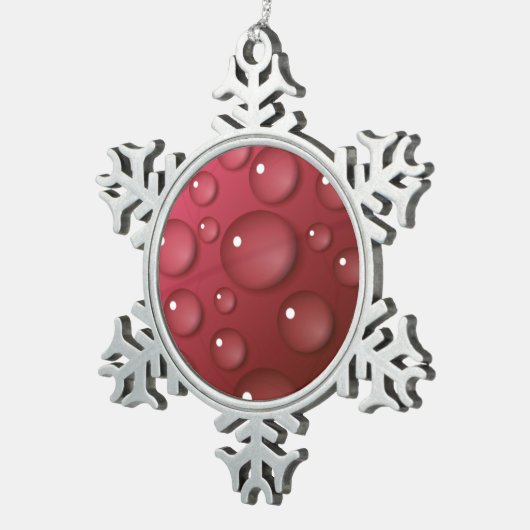 Red Water Drop Patroon Tin Sneeuwvlok Ornament (Rechts)