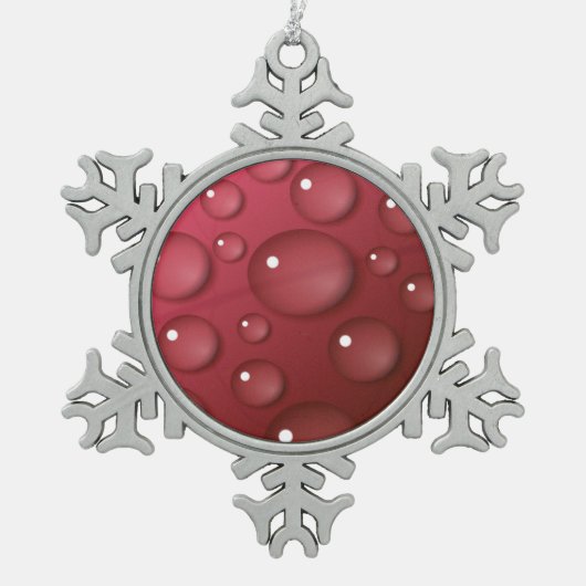 Red Water Drop Patroon Tin Sneeuwvlok Ornament (Voorkant)