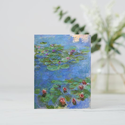Red Water Lilies, Claude Monet Briefkaart (Staand voorkant)