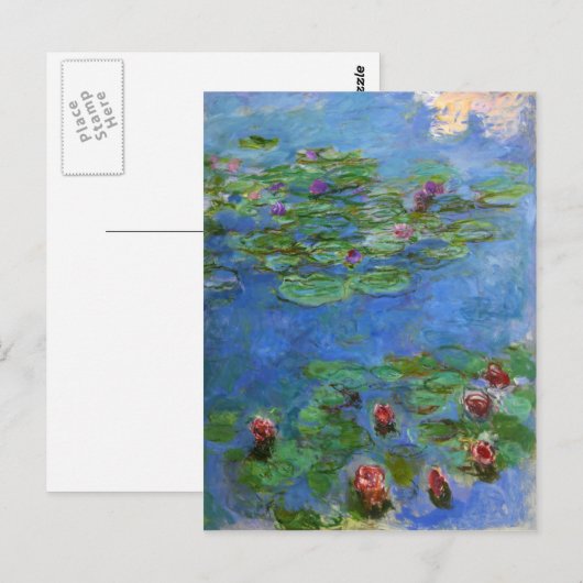 Red Water Lilies, Claude Monet Briefkaart (Voorkant / Achterkant)