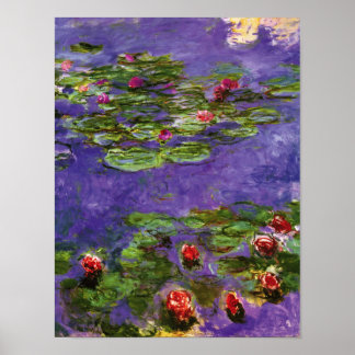 Red Water Lilies Claude Monet Fine Art Poster