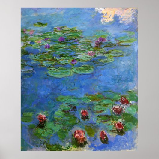 Red Water Lilies, Claude Monet Poster (Voorkant)