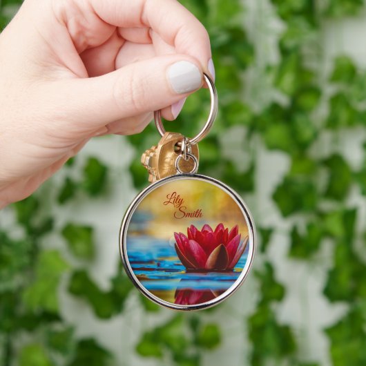 Red Water Lilly * personalize * Sleutelhanger (Hand)