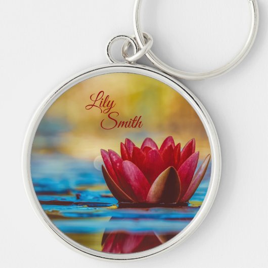 Red Water Lilly * personalize * Sleutelhanger (Voorkant)