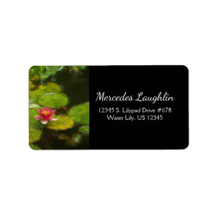 Red Water Lily Blossom Impressionistische Digitale Etiket