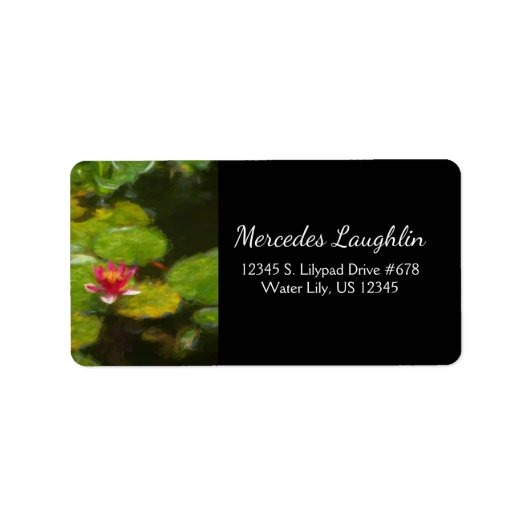 Red Water Lily Blossom Impressionistische Digitale Etiket (Voorkant)