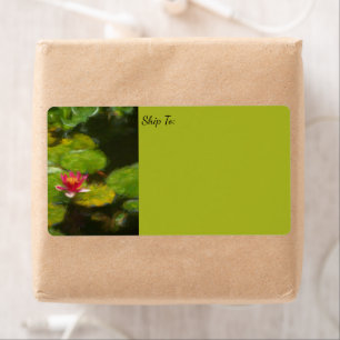 Red Water Lily Blossom Impressionistische Digitale Etiket