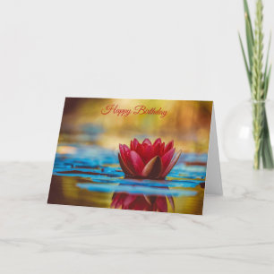 Red Water Lily - Gelukkige Verjaardag Kaart