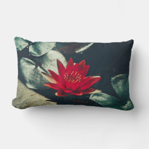 Red Water Lily Green Planten Cushion Sierkussen Kussen