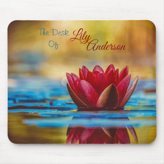 Red Water Lily "The Desk of" *Personalize* Muismat (Voorkant)