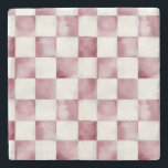Red Watercolor Checkered Decorative Stone Coaster Stenen Onderzetter<br><div class="desc">Protect your surfaces in style with this stone coaster featuring an original artistic design. The artwork showcases a decorative pattern inspired by nature, vintage illustration, and timeless design elements, adding a beautiful accent to your home decor. Crafted from durable stone and professionally printed through Zazzle, this coaster is designed to...</div>