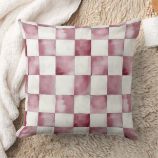 Red Watercolor Checkered Decorative Throw Pillow  Kussen