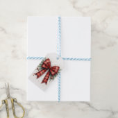 Red Watercolor Christmas Bow Cadeaulabel (Met Touw)