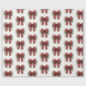 Red Watercolor Christmas Bow Holiday Gift Wrap Cadeaupapier (Vlak)