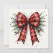 Red Watercolor Christmas Bow Kaart (Voorkant)