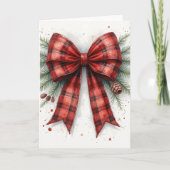 Red Watercolor Christmas Bow Kaart (Voorkant)