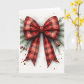 Red Watercolor Christmas Bow Kaart (Gele Bloem)