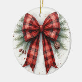 Red Watercolor Christmas Bow Keramisch Ornament (Links)