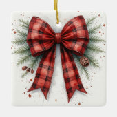 Red Watercolor Christmas Bow Keramisch Ornament (Voorkant)