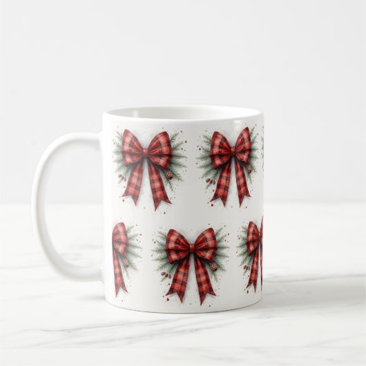 Red Watercolor Christmas Bow Koffiemok (Links)