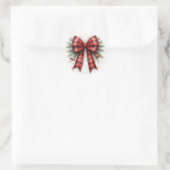 Red Watercolor Christmas Bow Ronde Sticker (Tas)